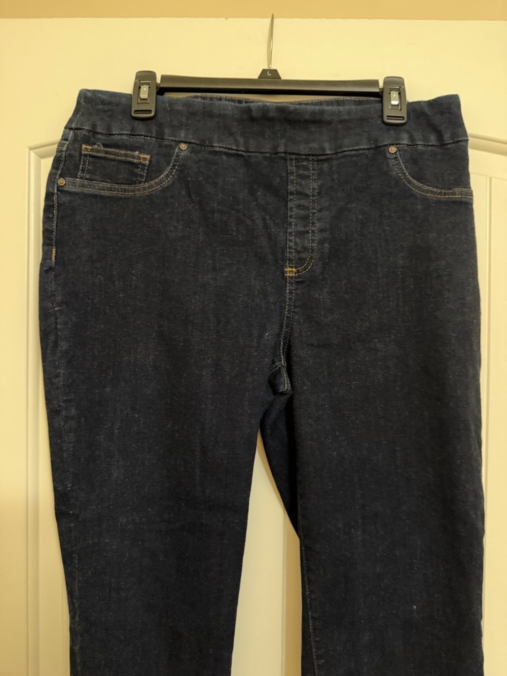 Chico's Pull-On Ankle Jeggings in Dark Blue Denim Sz 2R (12R)